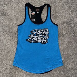 NWT Harley Davidson Lakewood, NJ Blue Black Tank Top Women’s Size Small